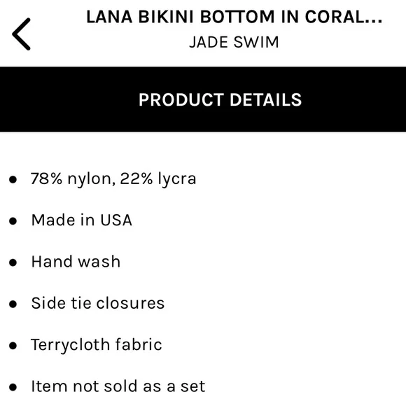 JADE SWIM ❤️‍🔥 LANA BIKINI BOTTOMS IN CORAL 🪸 TERRYCLOTH NWT SIZE LARGE